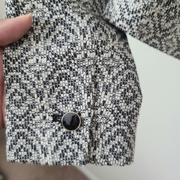 Banana Republic Black Print Flat Collar Blazer Size 00 Petite - Picture 5 of 9